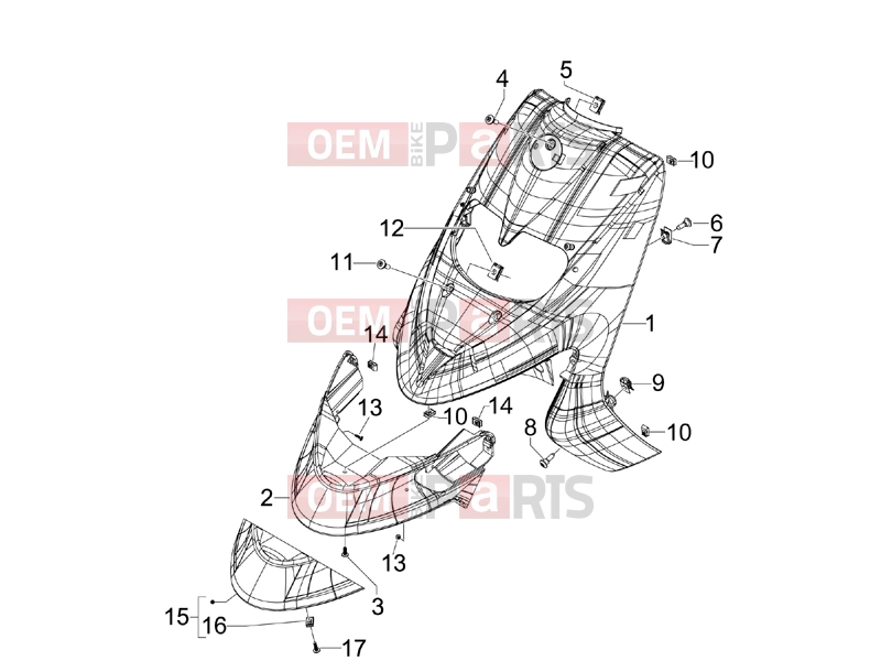 Frame - Plastic parts - Coachwork » Front shield - Gilera Stalker 50 2011