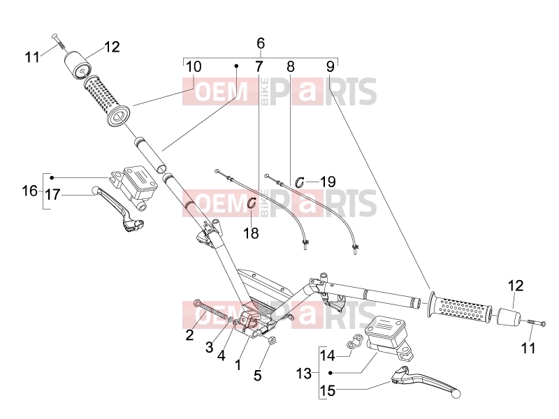 PIAGGIO MP3 125 ie 2008-2011 (EMEA) Handlebars/Steering » Handlebars - Master cil.