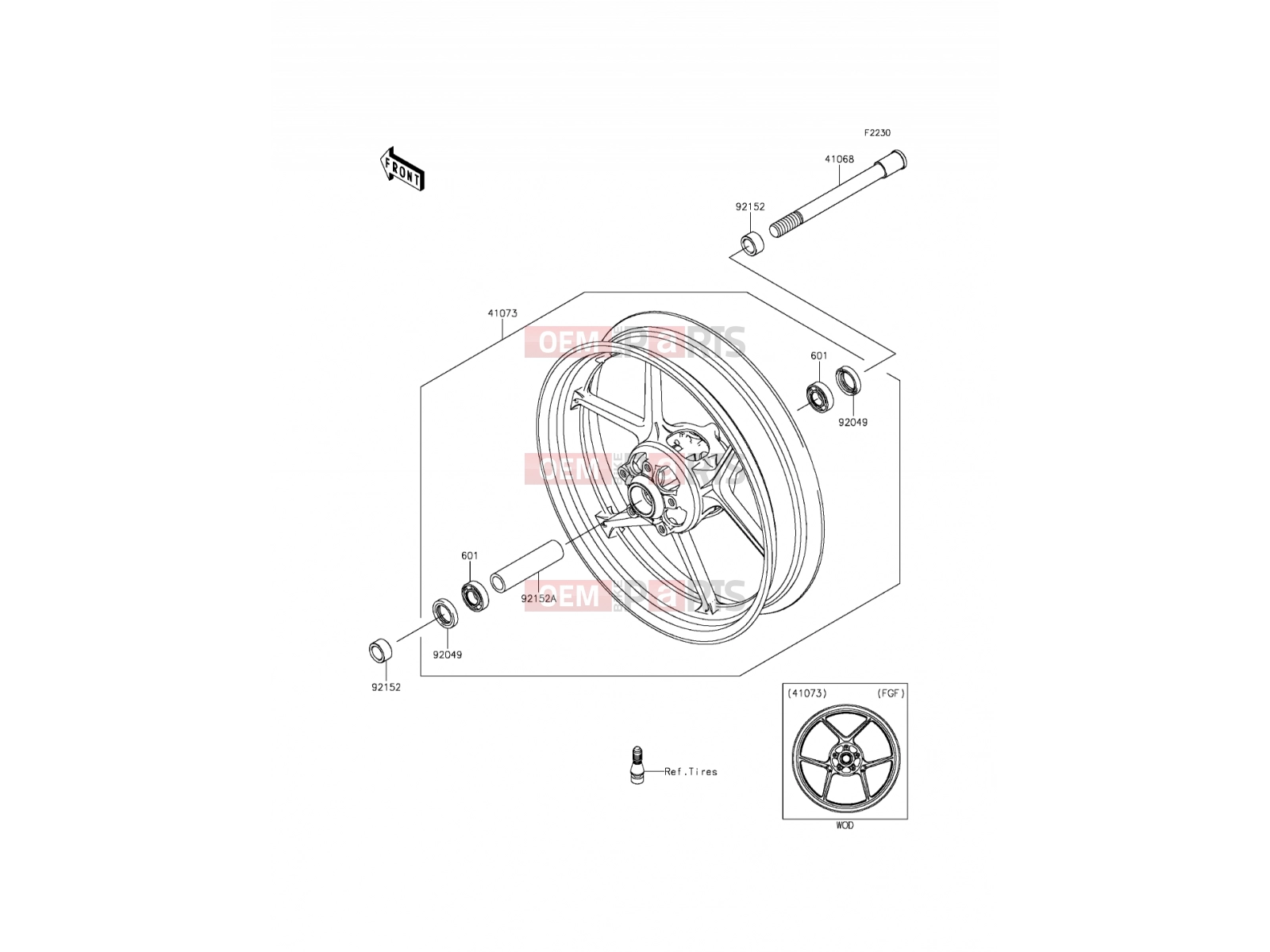 Front Hub - Kawasaki ER-6f ABS (EX650FCF) 2012
