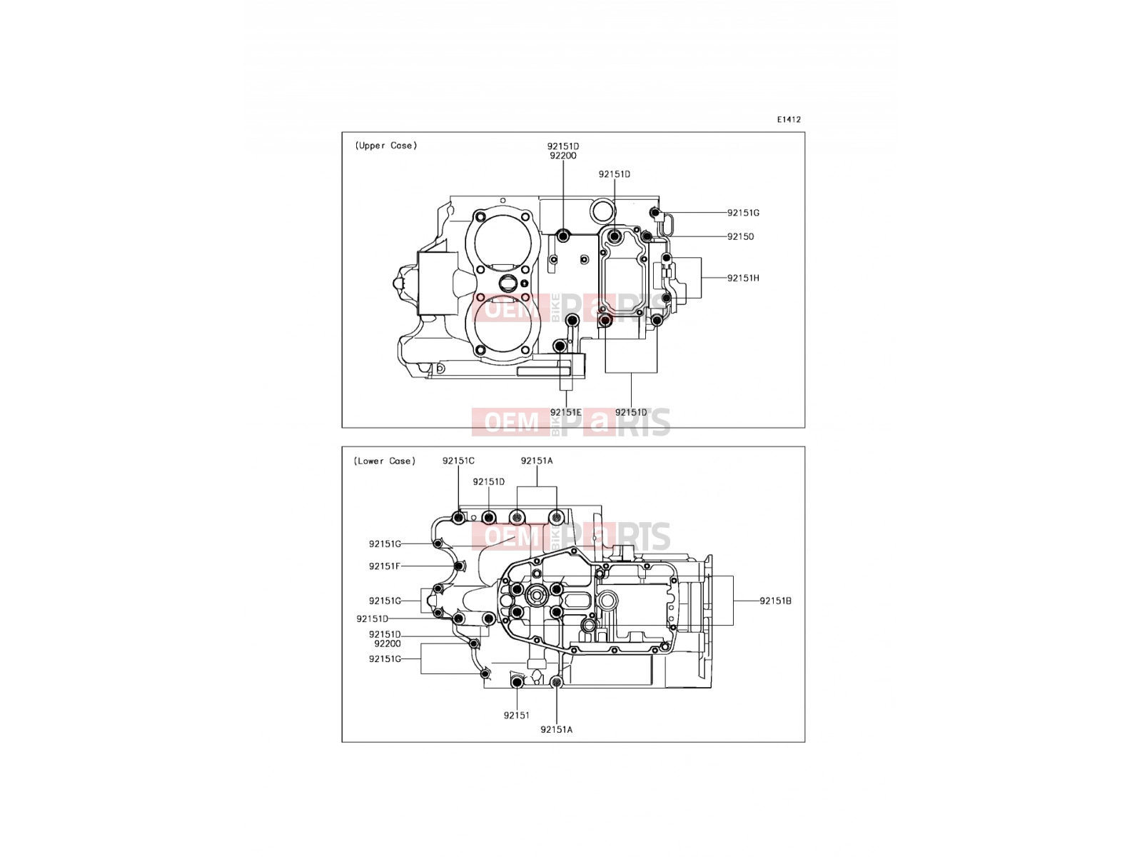 Crankcase Bolt Pattern - Kawasaki W800 (EJ800AFF) 2015