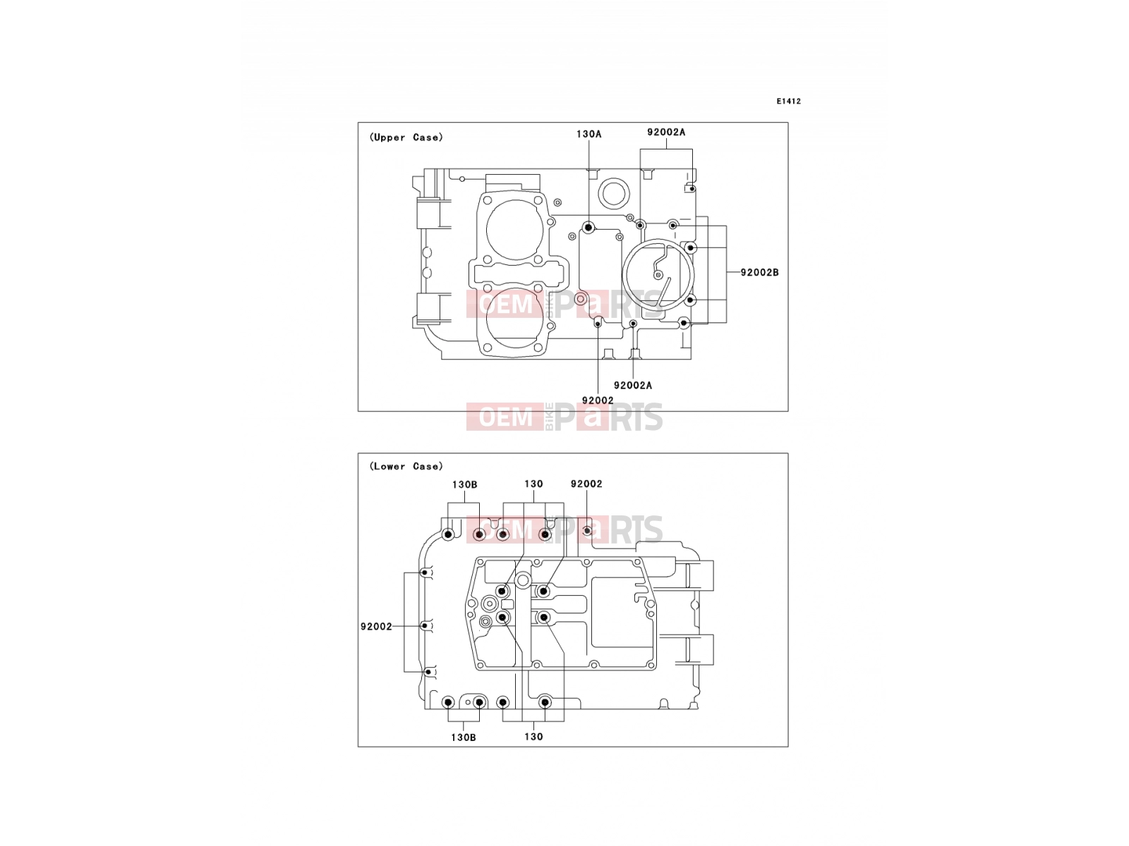 Crankcase Bolt Pattern - Kawasaki KLE500 (KLE500-B1P) 2005