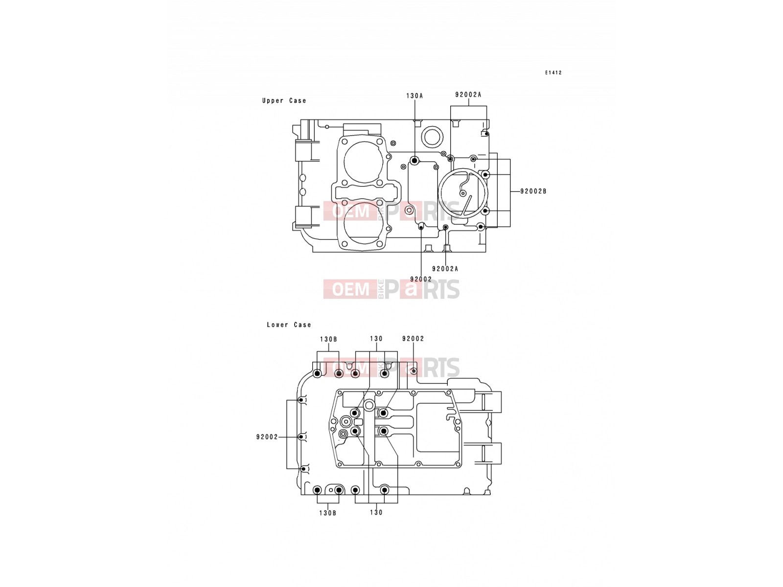Crankcase Bolt Pattern - Kawasaki KLE500 (KLE500-A10) 2000