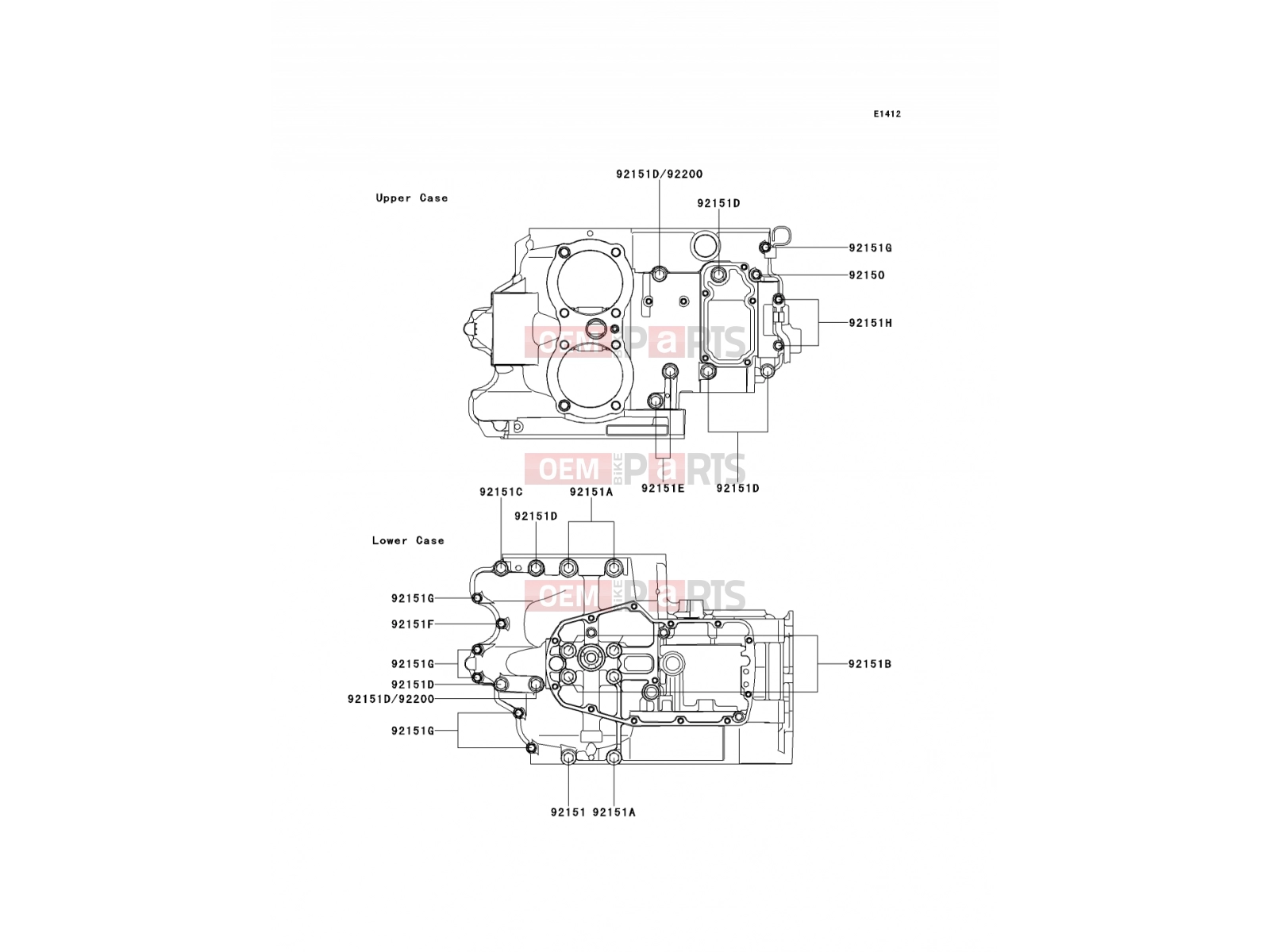 Crankcase Bolt Pattern - Kawasaki W650 (EJ650-C4) 2002