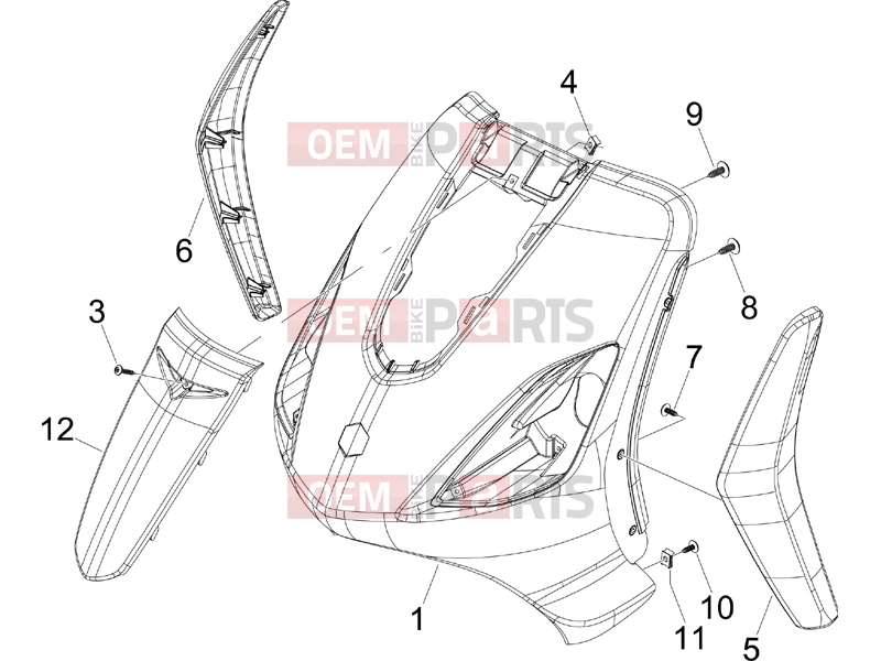 Frame - Plastic parts - Coachwork » Front shield - Piaggio Fly 50 2T 2015