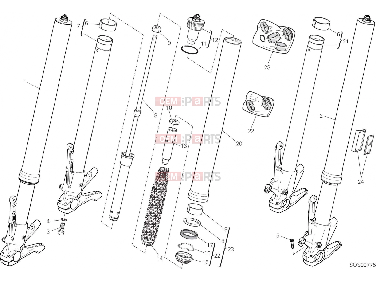 DUCATI 2016 Multistrada 1200 FRONT FORK [MOD:MS1200]