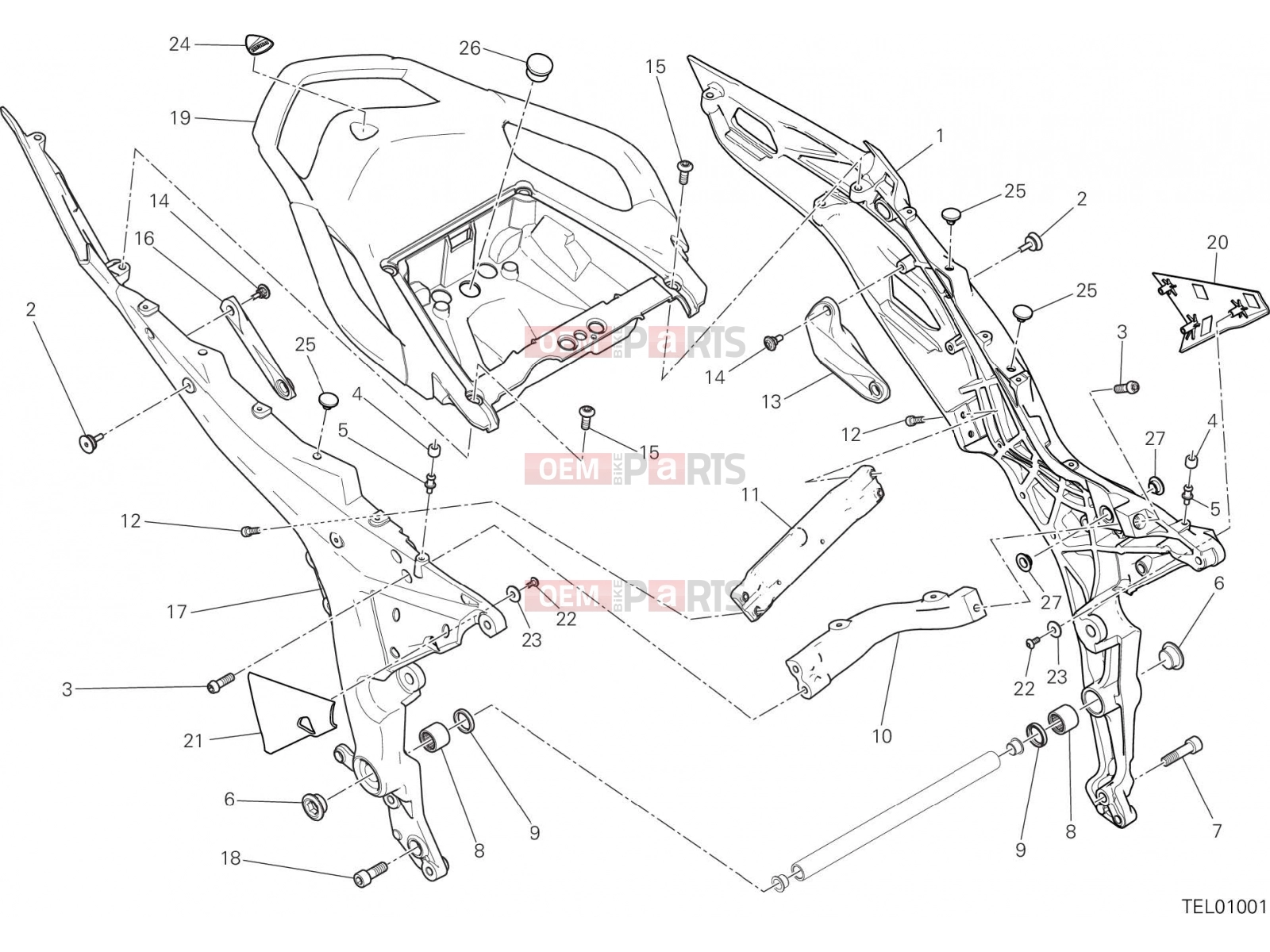 DUCATI 2017 Multistrada 1200 REAR FRAME COMP. [MOD:MS1200]