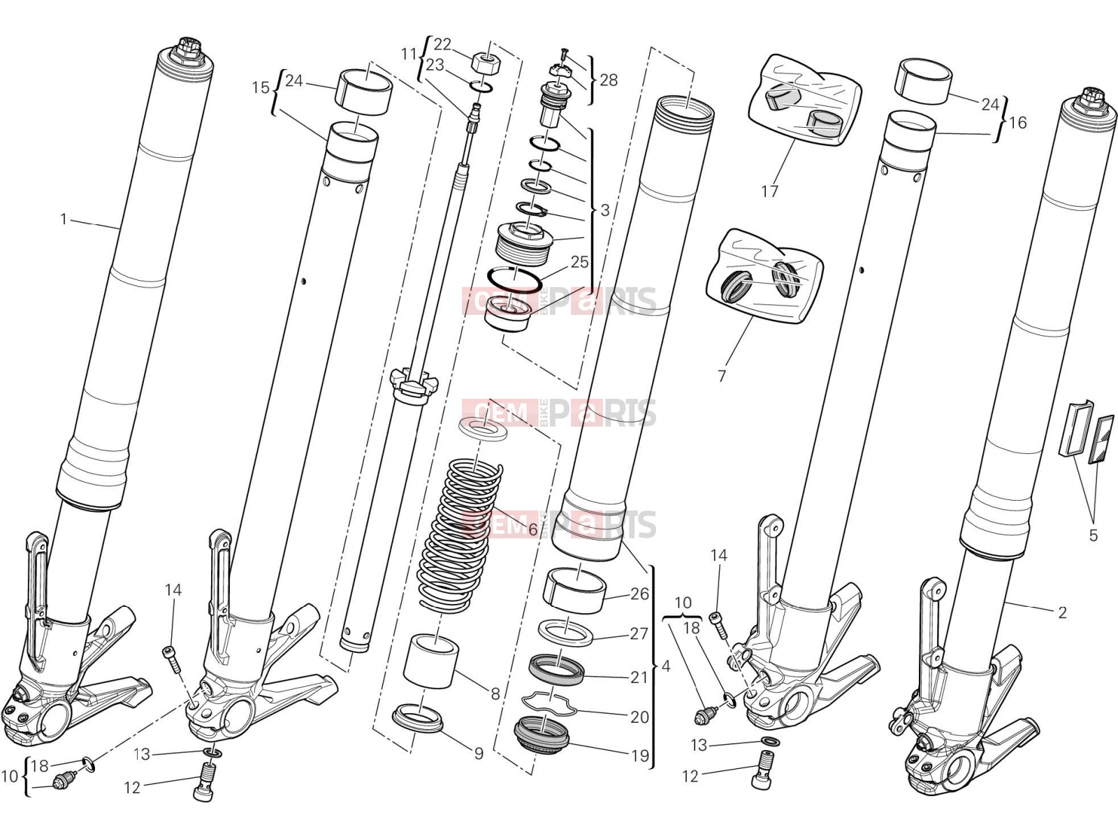 DUCATI 2018 Diavel Carbon FRONT FORK [MOD:DVLC]