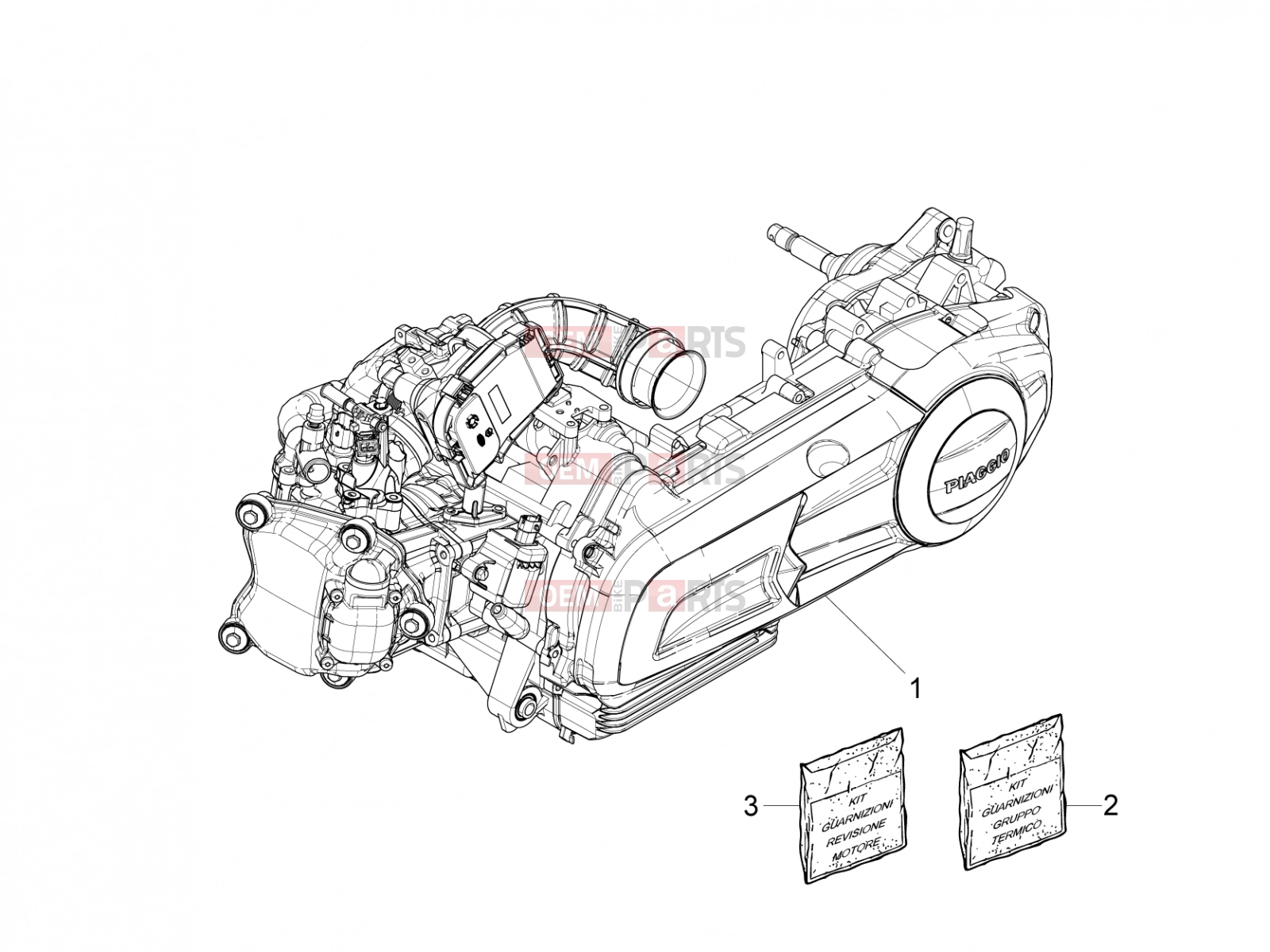 Engine » Engine, assembly - Piaggio Beverly 300 IE ABS 2020