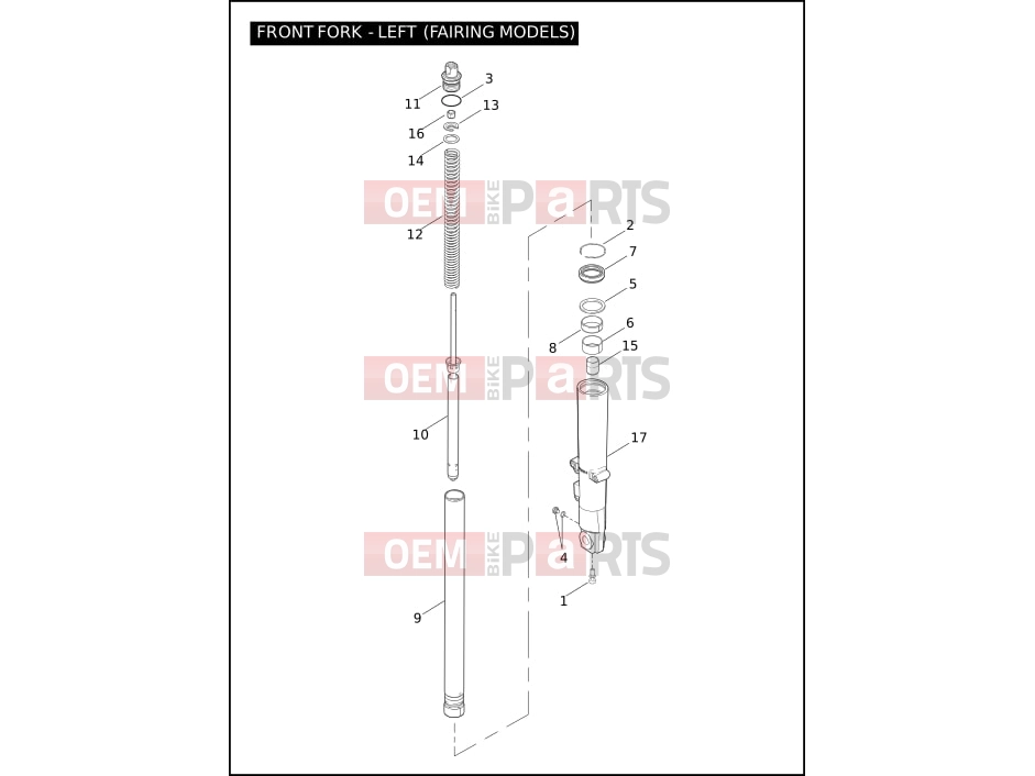 Harley-Davidson 2004 TOURING ELECTRA GLIDE STANDARD  - FLHT FRONT FORK - LEFT (FAIRING MODELS)