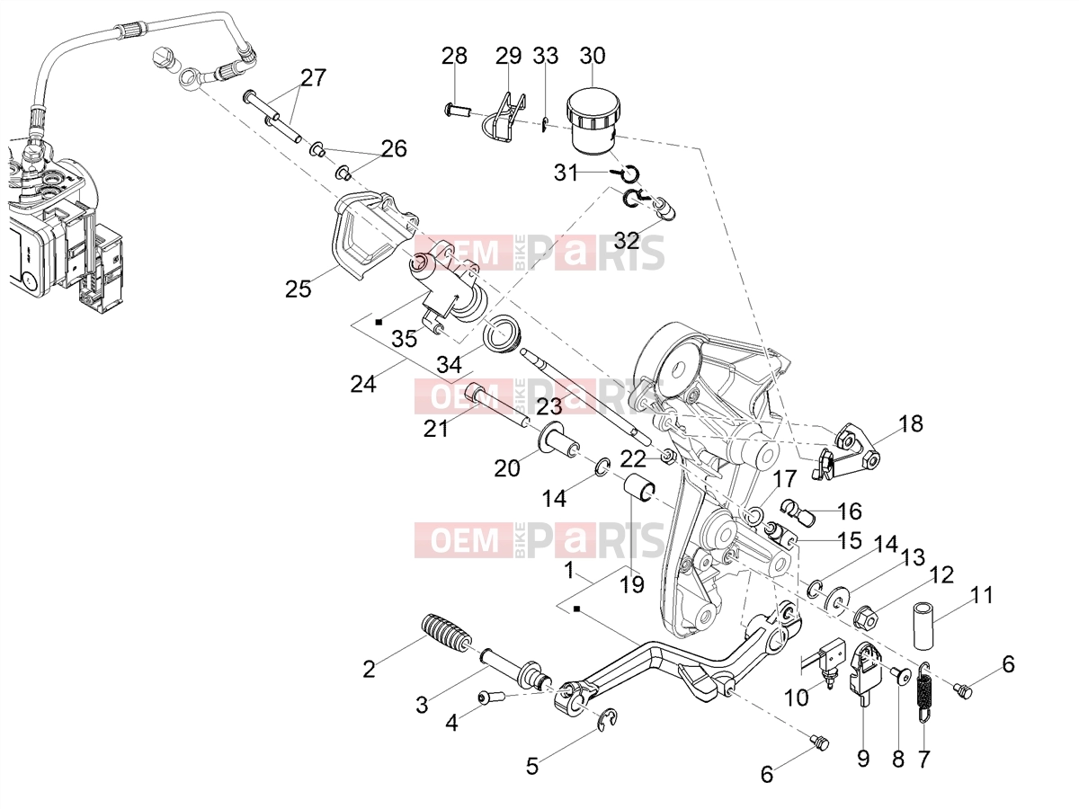 MOTOGUZZI V85 TT Strada E5+ (EU) Braking system » Rear master cylinder