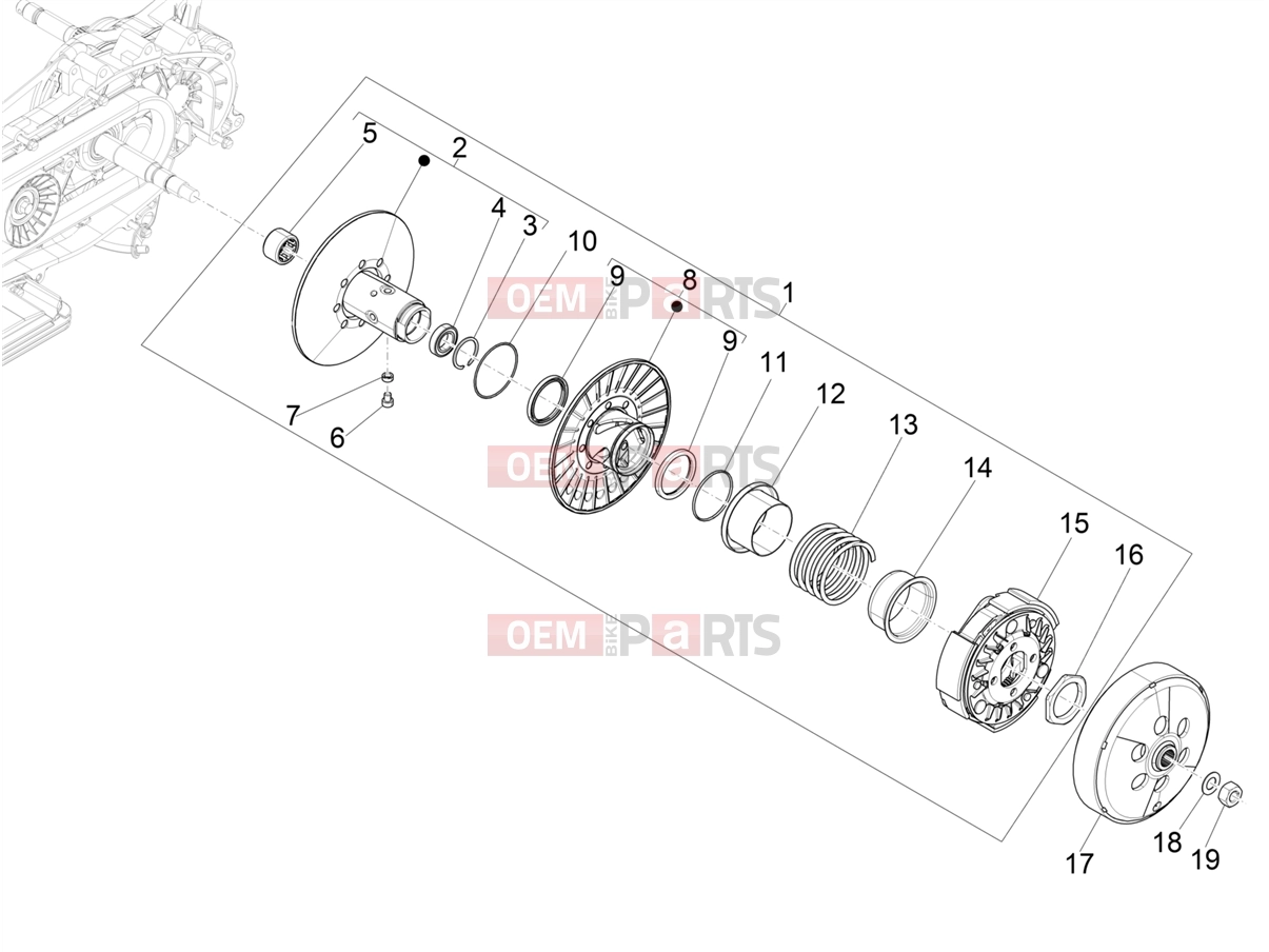 Engine » Driven pulley - Piaggio Beverly 300 HPE E5 (EU) 2021
