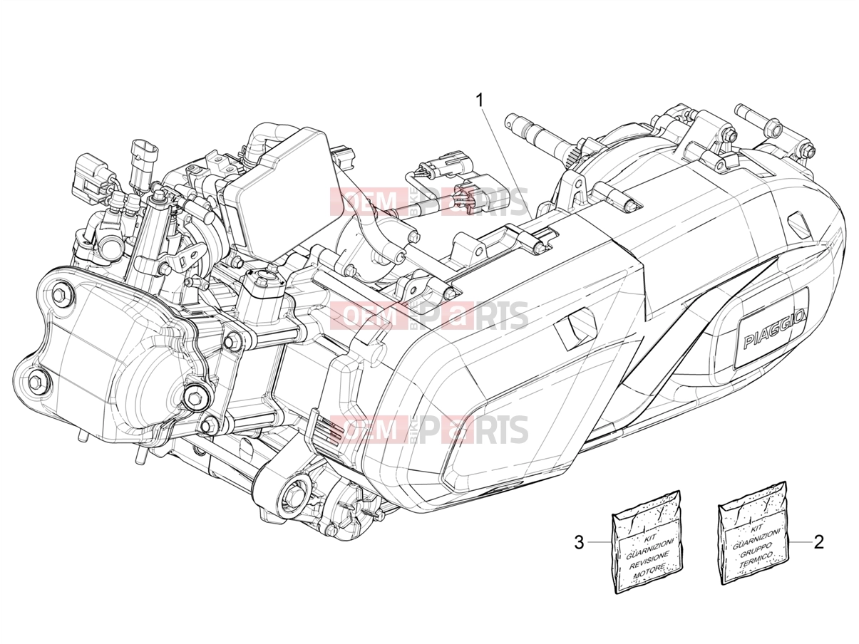 PIAGGIO Beverly 400 HPE E5 (EU) Engine » Engine assembly