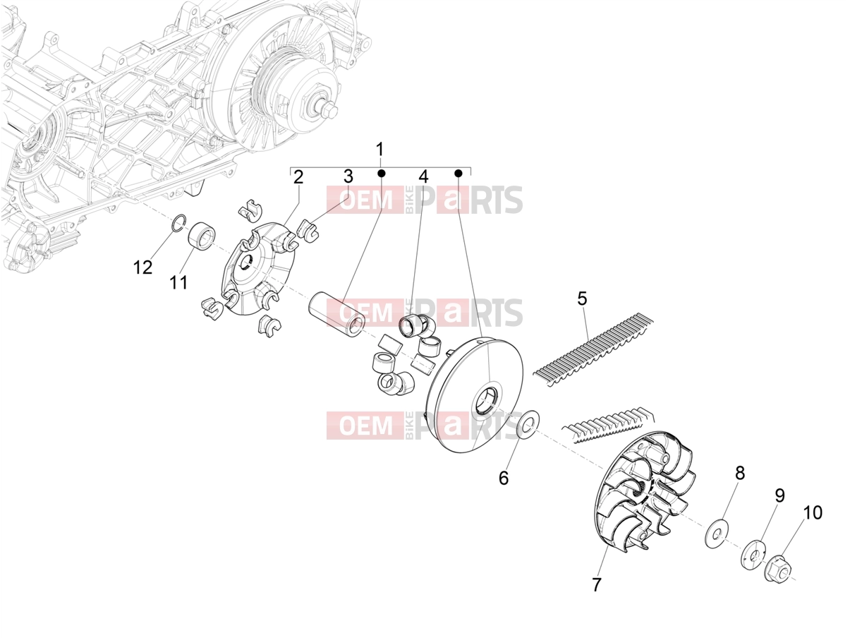 Engine » Driving pulley - Piaggio Beverly 400 Deep Black E5 (EU) 2023