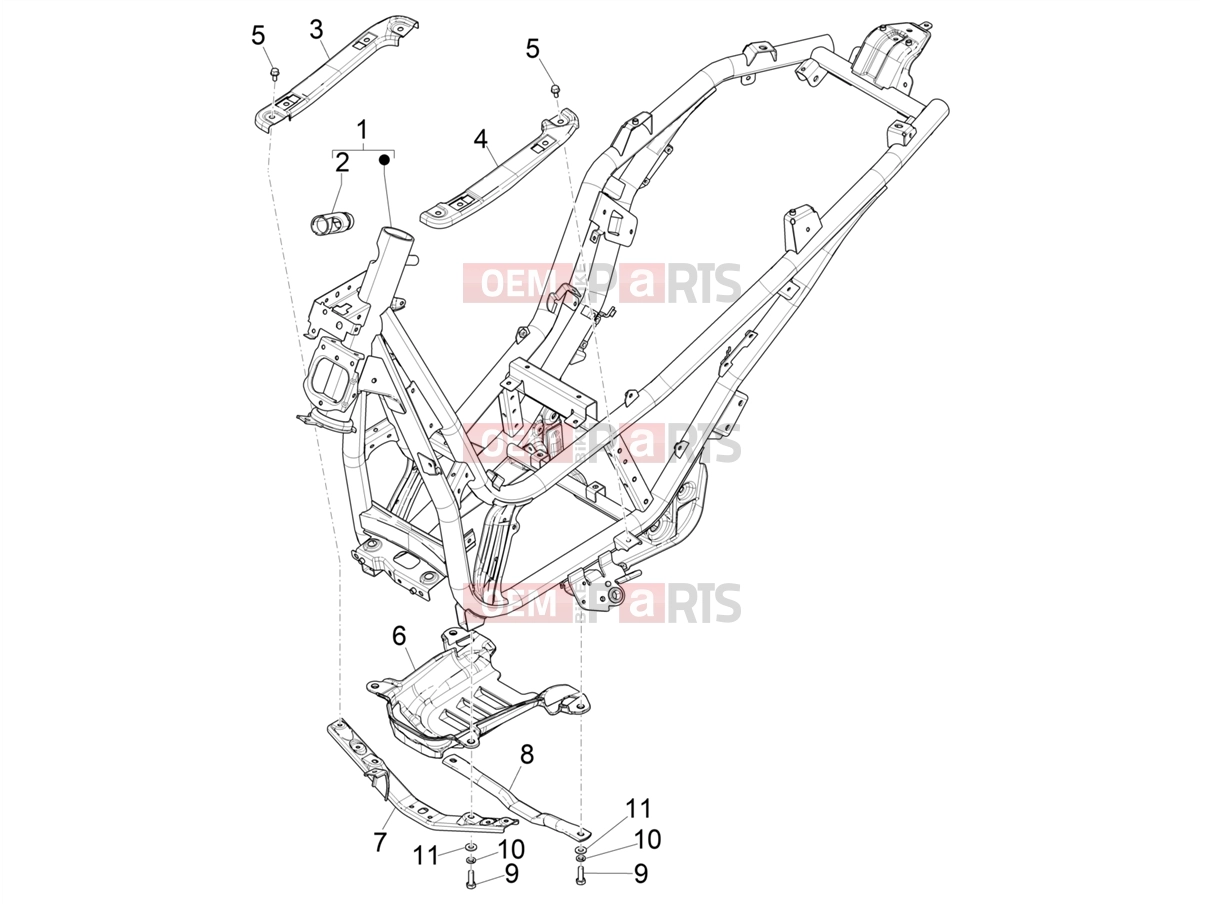 Frame - Plastic parts - Coachwork » Frame/bodywork - Piaggio Beverly 400 Deep Black E5 (EU) 2023