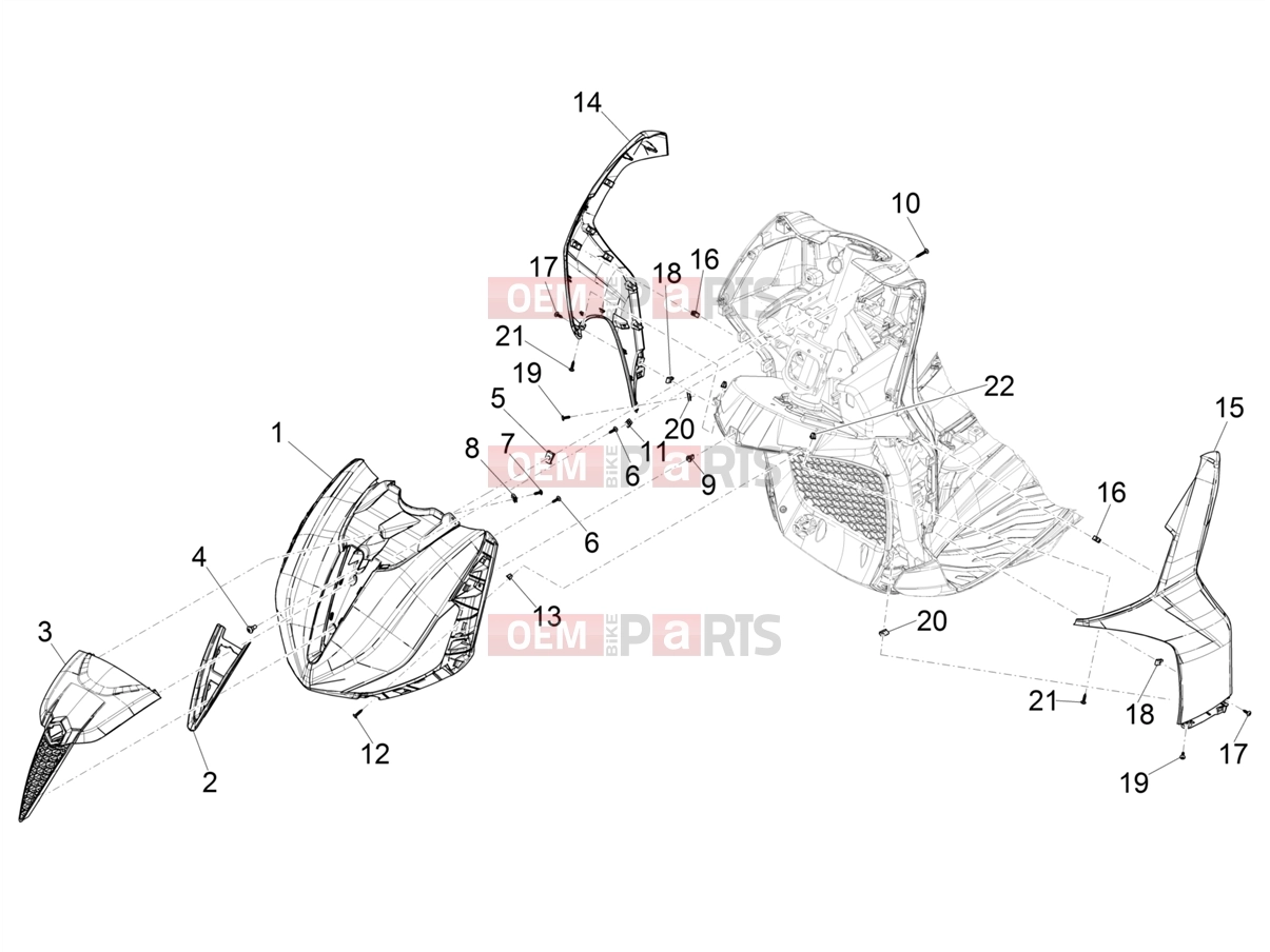 Frame - Plastic parts - Coachwork » Front shield - Piaggio Beverly 400 Deep Black E5 (EU) 2023