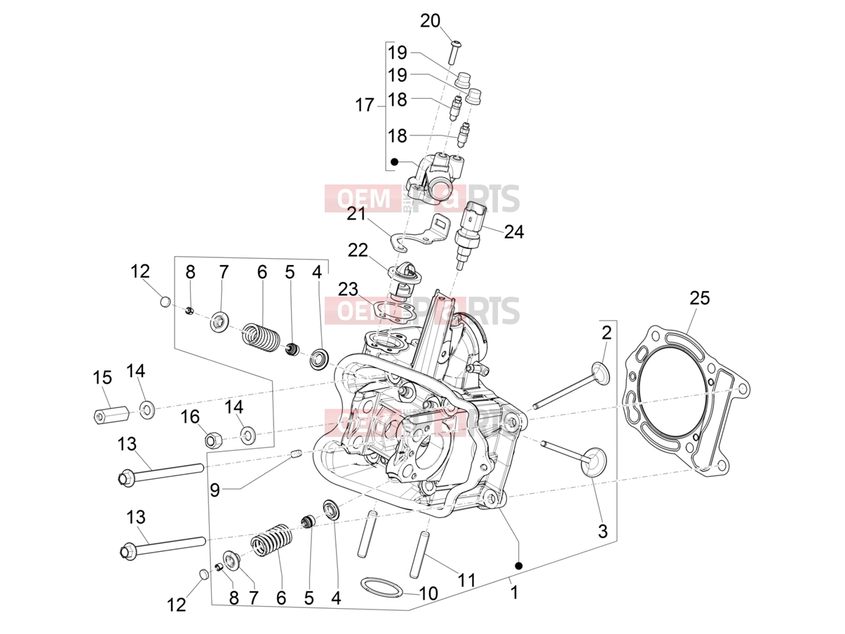 PIAGGIO BV 400 Deep Black E5 (CA, USA) Engine » Head unit - Valve
