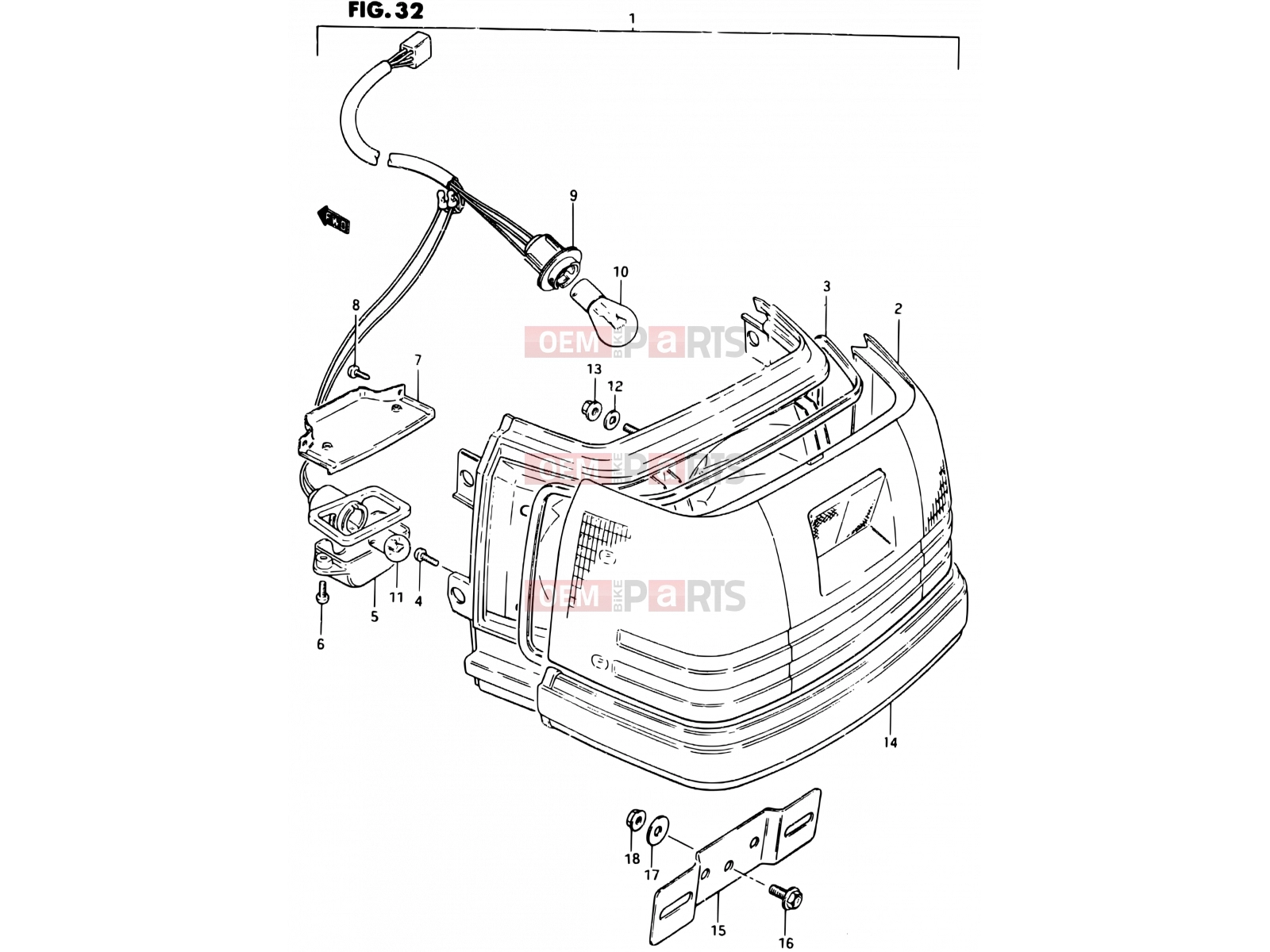 SUZUKI CS125 D (1983) 32 - REAR COMBINATION LAMP (E15, E18, E21, E22, E25, E26)