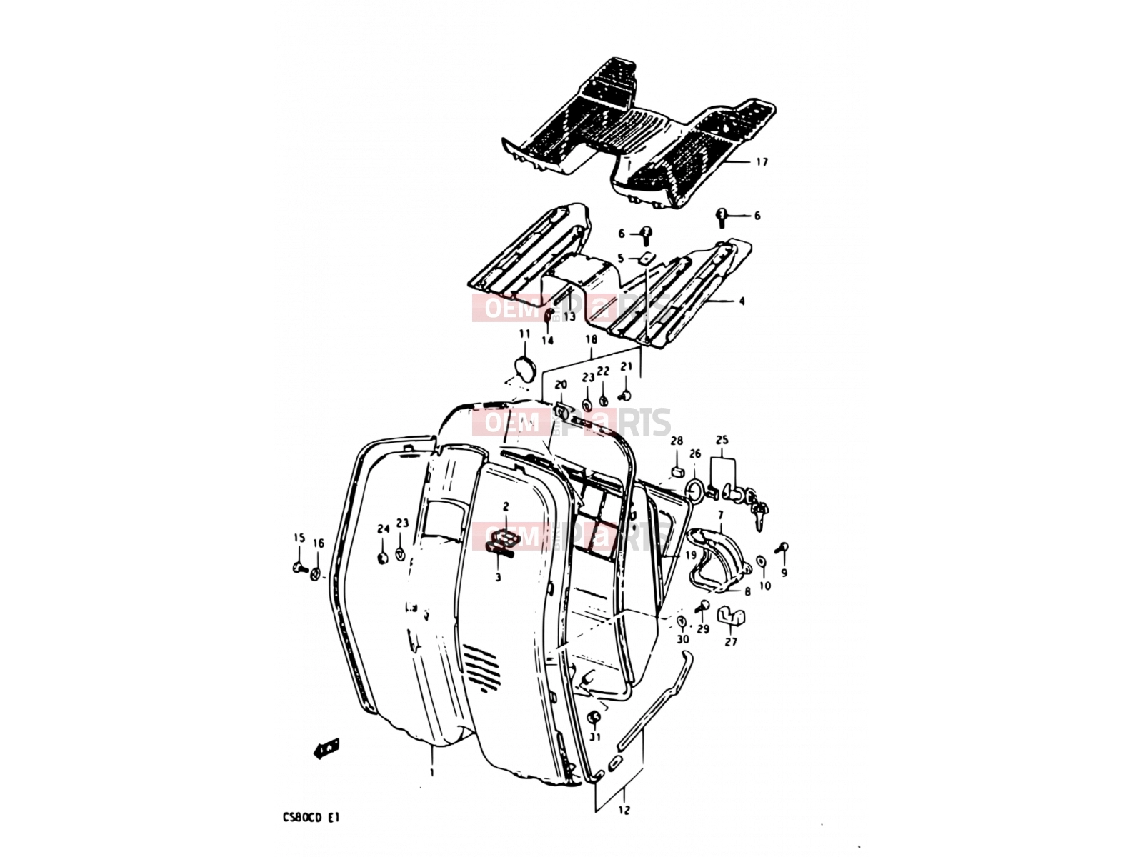 SUZUKI CS80C / CS80L D (1983) 39 - LEG SHIELD (E02, E17, E22)