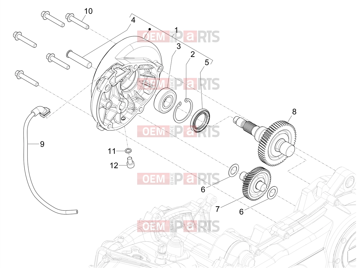 Engine » Reduction unit - Piaggio Typhoon 50 4T E2 (CA, US) 2025