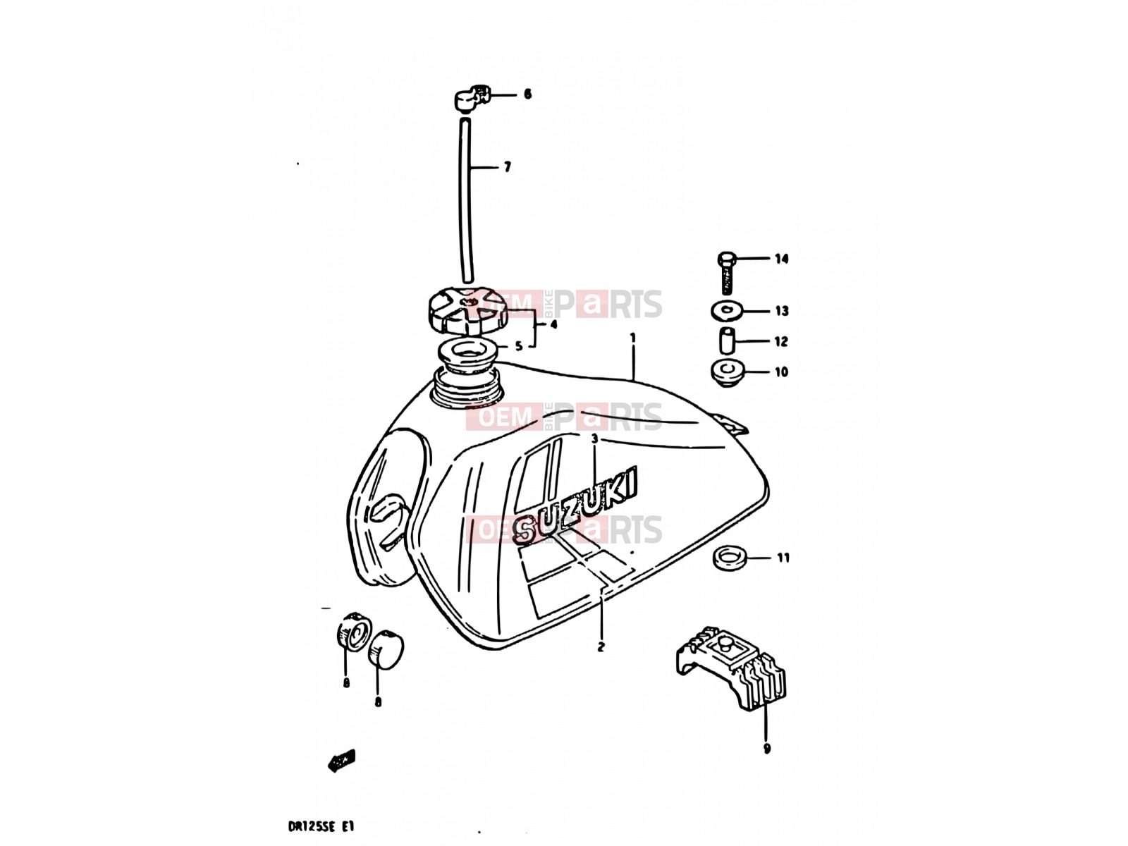 34 - FUEL TANK (E02, E04, E15, E18, E21) - Suzuki DR125S D (1983)
