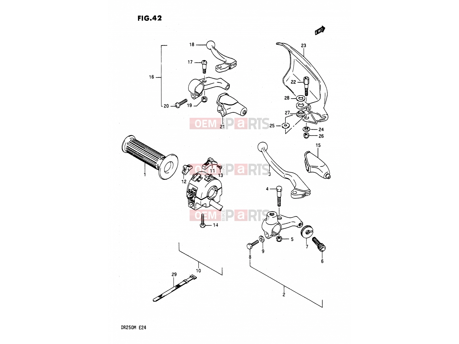 SUZUKI DR200 K (1989) 42 - LIGHT HANDLE SWITCH (E06,E21,E24)