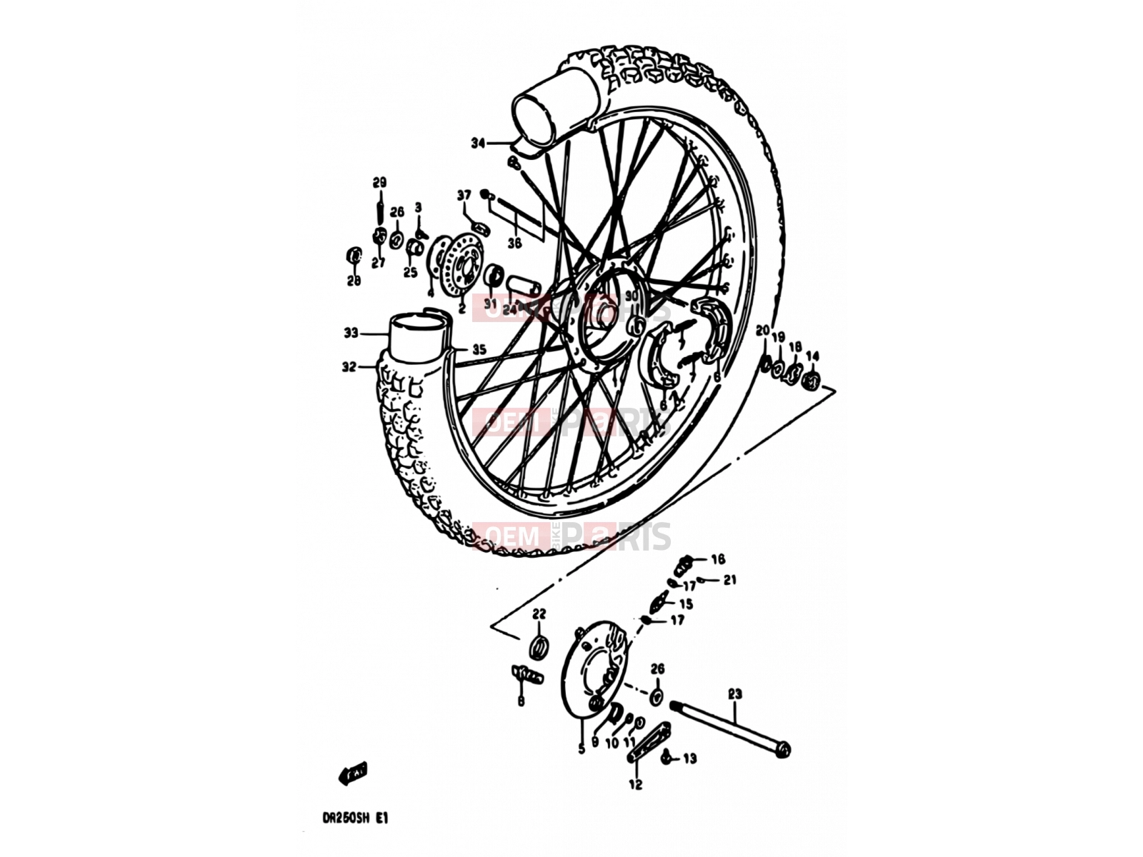 SUZUKI DR250S E (1984) 51 - FRONT WHEEL (MODEL E)
