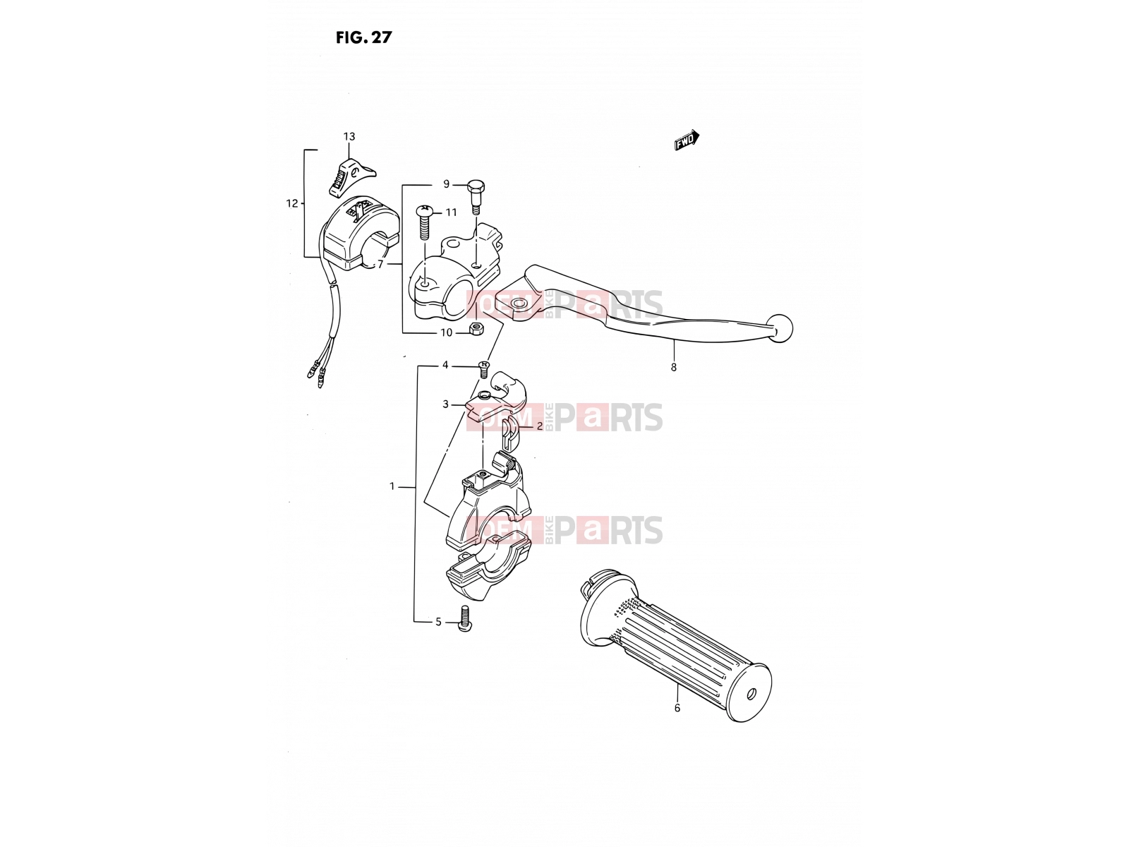 SUZUKI DS80 P (1993) (E24) 27 - RIGHT HANDLE SWITCH