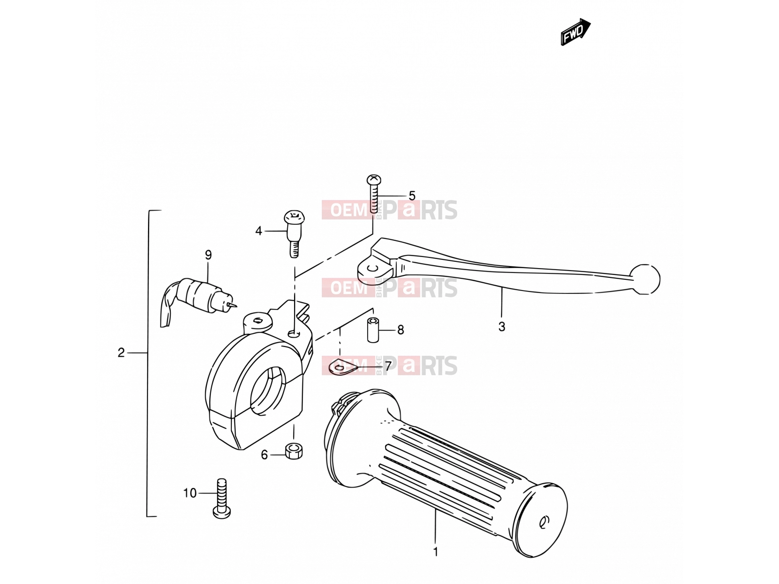 SUZUKI FZ50 P (1993) 48 - RIGHT HANDLE SWITCH (E06, E09, E10, E24, E25, E26)