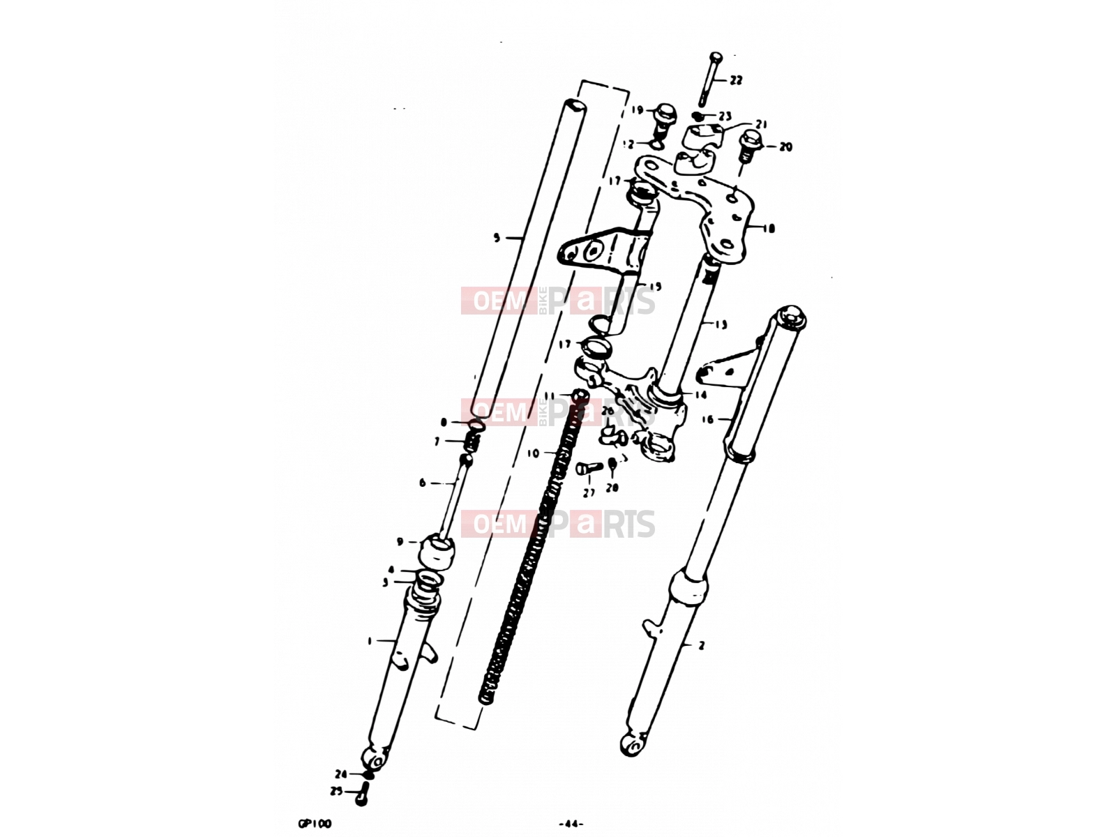44 - FRONT FORK (E14) - Suzuki GP100U C (1978)