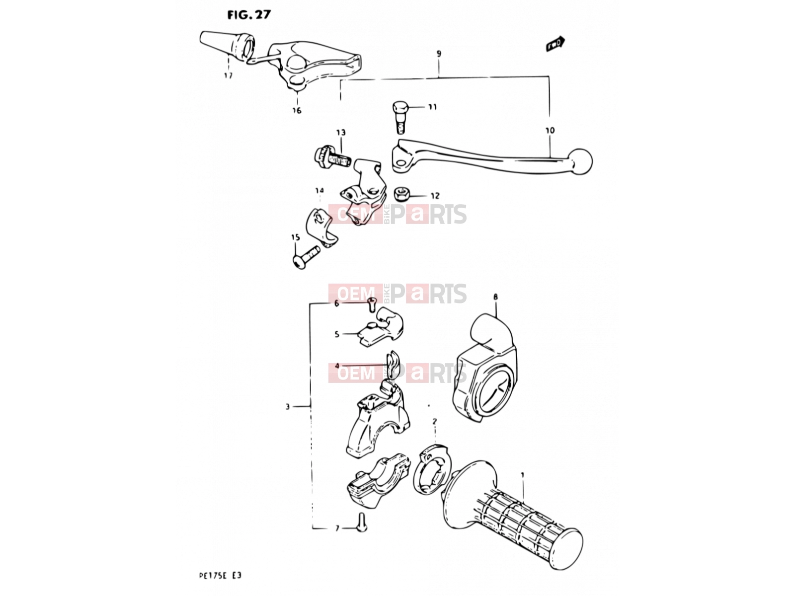 27 - RIGHT HANDLE SWITCH - Suzuki PE175 E (1984)