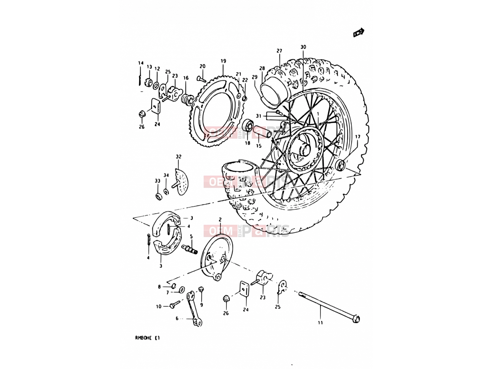 41 - REAR WHEEL (MODEL E) - Suzuki RM80H E (1984)