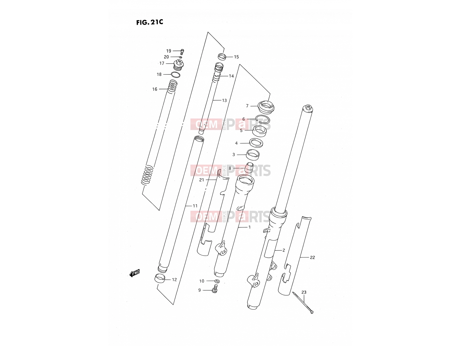 21C - FRONT FORK (MODEL S) - Suzuki RM80 S (1995) (E24)