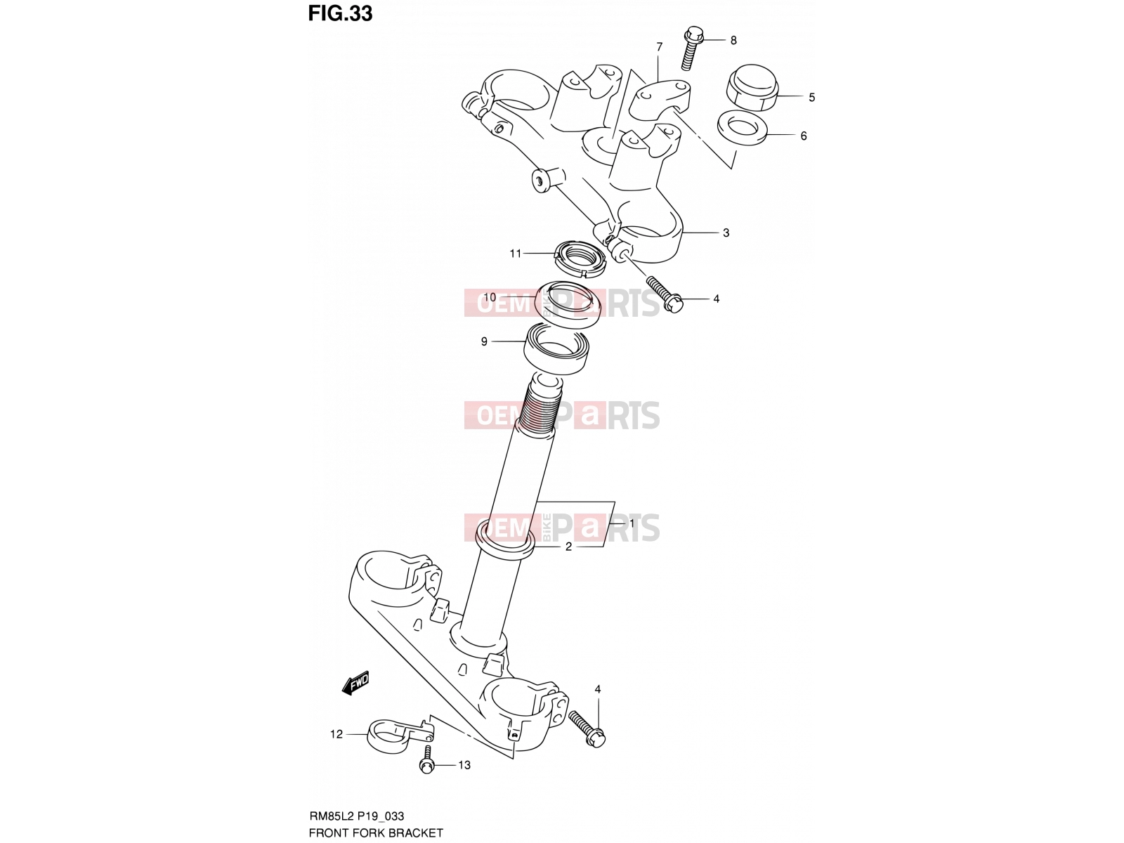33 - FRONT FORK BRACKET - Suzuki RM85 L2 (2012)
