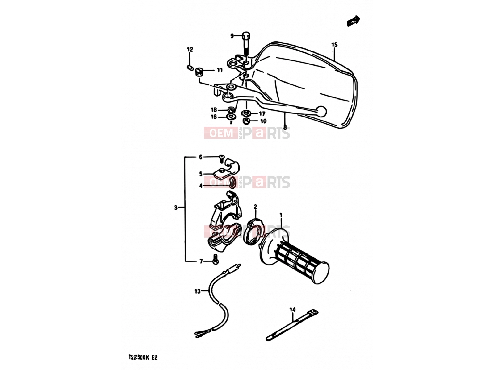 49 - RIGHT HANDLE SWITCH (MODEL H/J E01,E02,E21,E24,E25) - Suzuki TS250X E (1984)