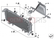 BMW Motorrad BMW 2015 R-Models K5x R 1200 RS (0A05, 0A15) Engine radiator with mounting hardware