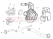 Carburettor, assembly - Union pipe - Piaggio Fly 50 2T 2010